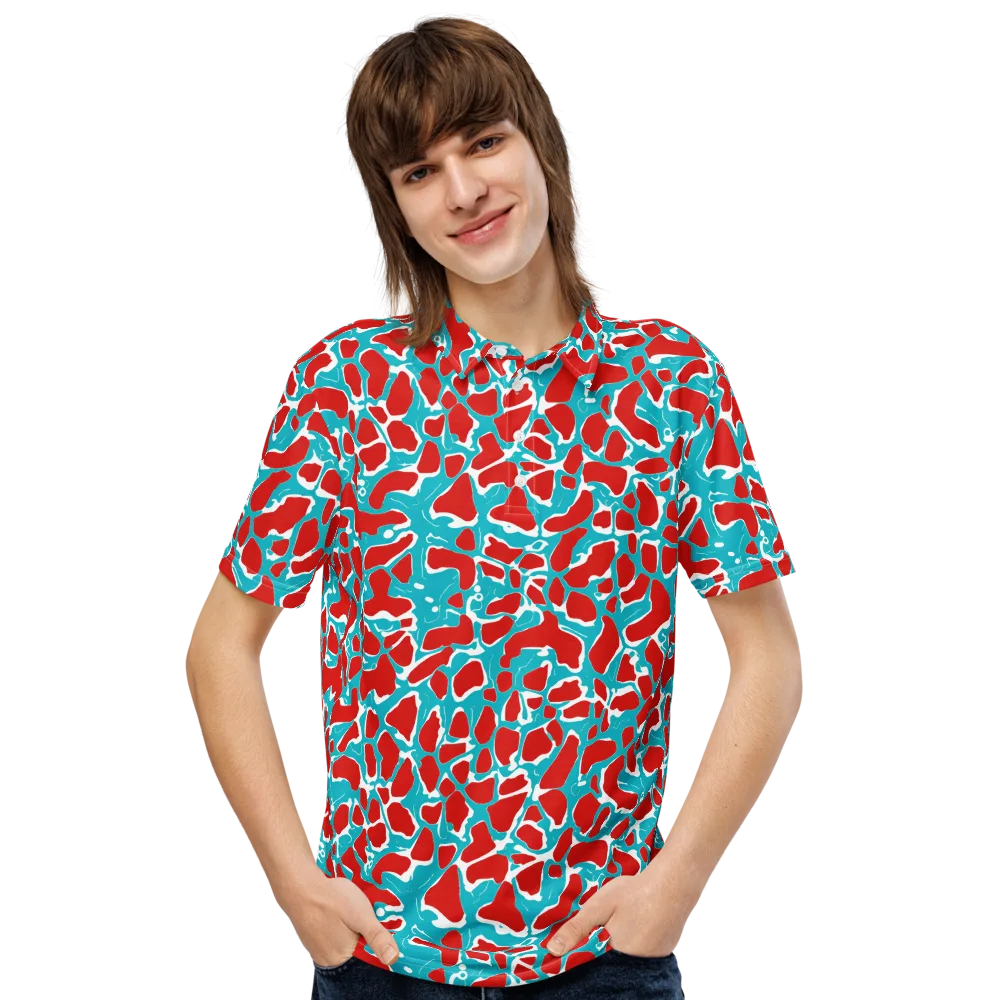 Turquoise Rapture on Men's Slim Fit Polo Shirt — Front