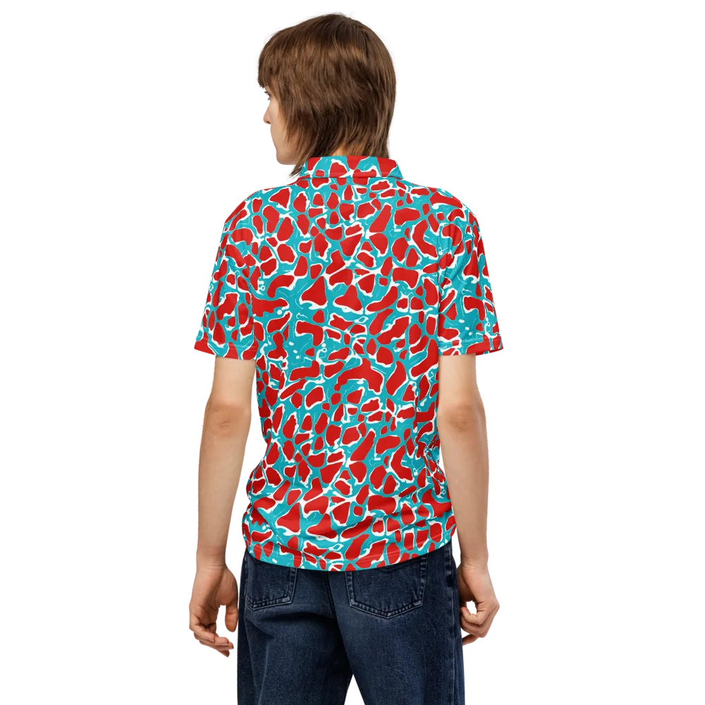 Turquoise Rapture on Men's Slim Fit Polo Shirt — Back