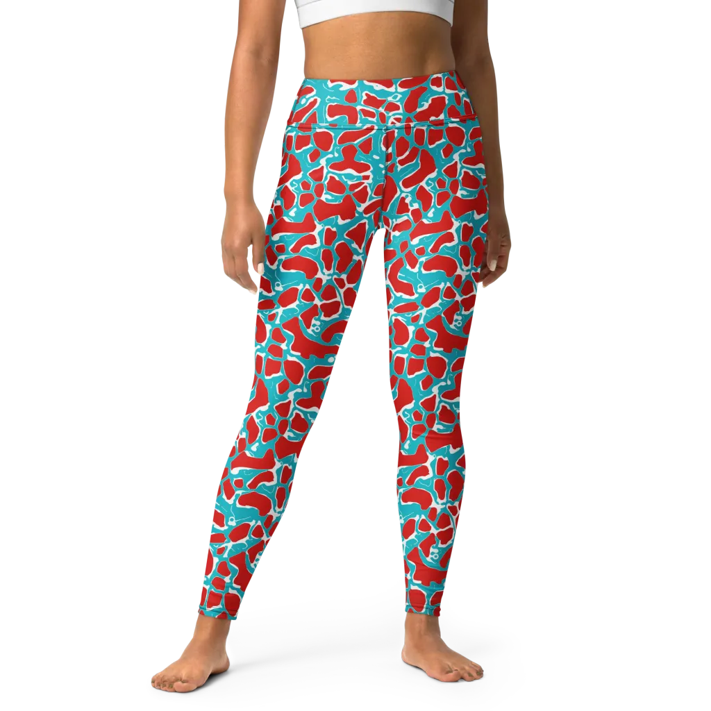 Turquoise Rapture on Yoga Leggings — Front