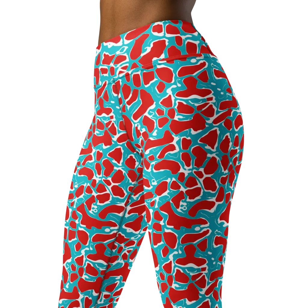 Turquoise Rapture on Yoga Leggings — Left Front