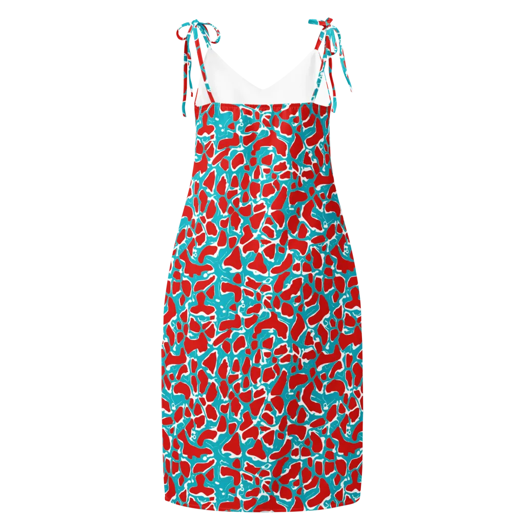 Turquoise Rapture on Slip Dress — Back