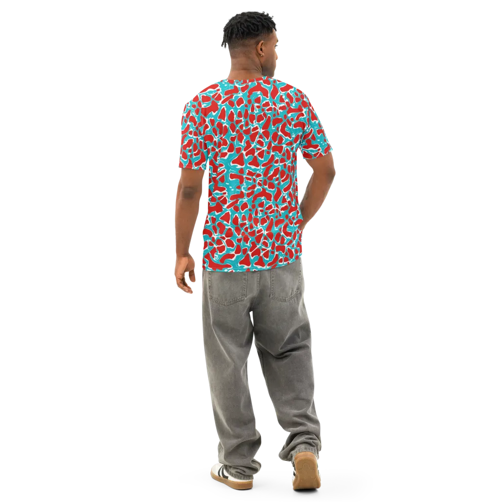 Turquoise Rapture on Men's Cotton Crew Neck T-Shirt — Back