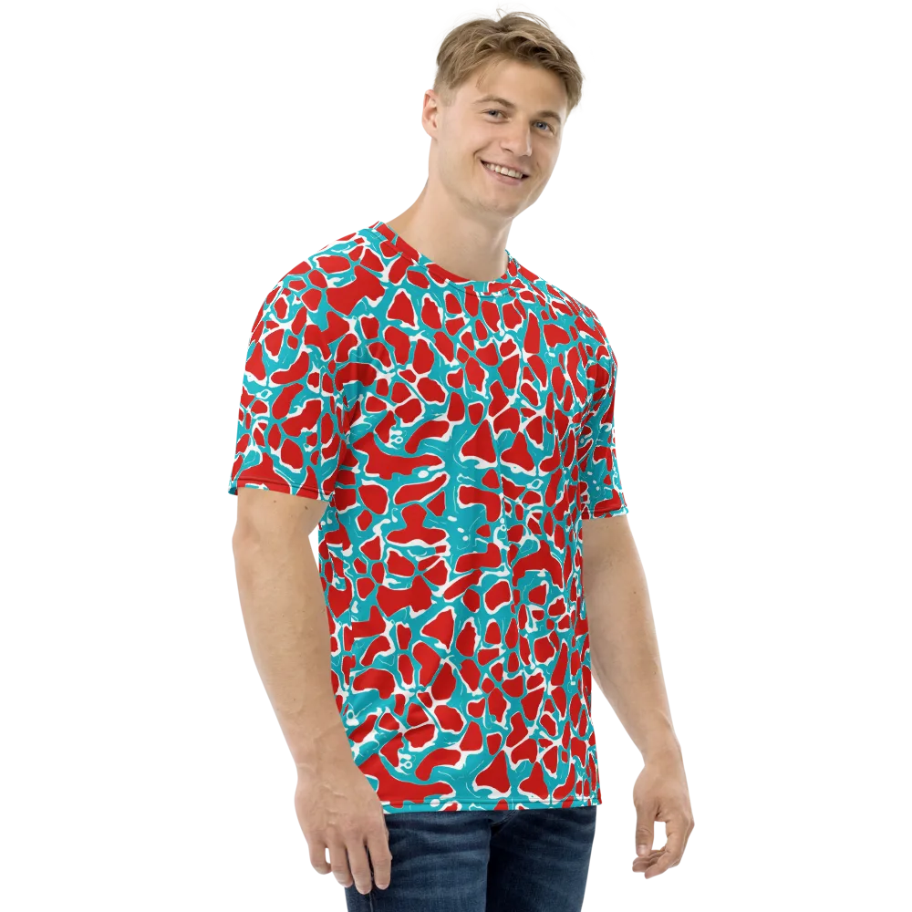 Turquoise Rapture on Men's Crew Neck T-Shirt — Right