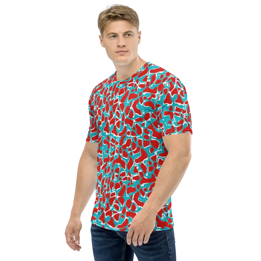 Turquoise Rapture on Men's Crew Neck T-Shirt — Left