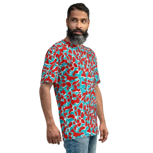 Turquoise Rapture on a Men's Crew Neck T-Shirt