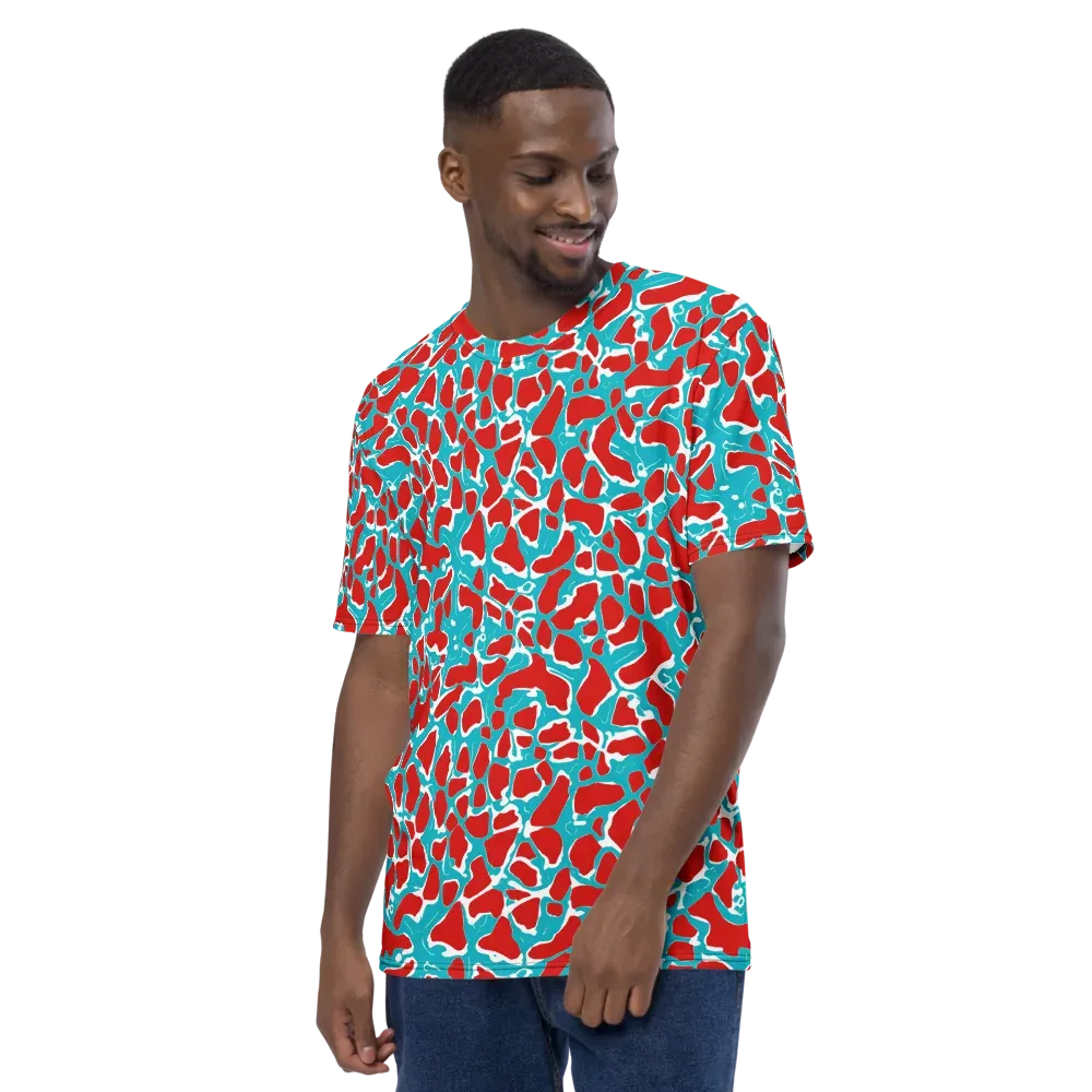 Turquoise Rapture on Men's Crew Neck T-Shirt — Left