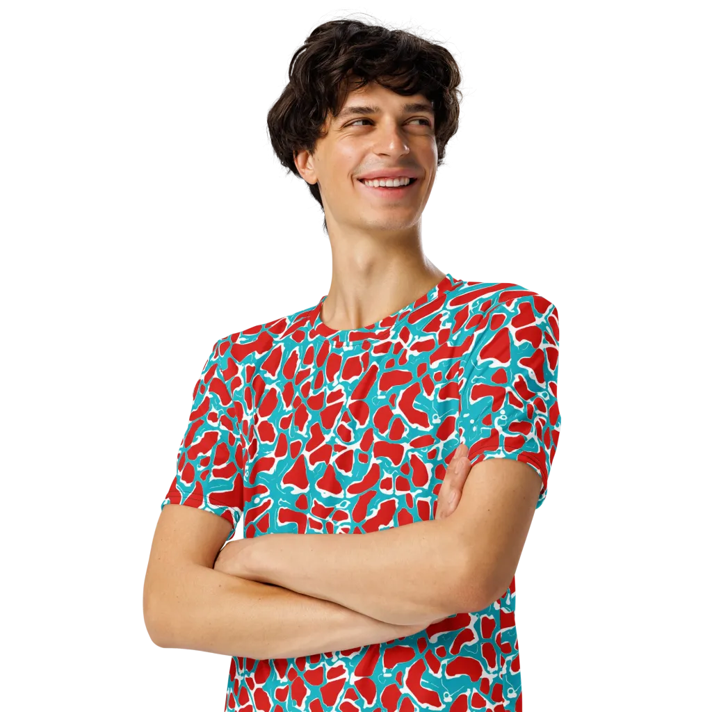 Turquoise Rapture on Men's Crew Neck T-Shirt — Left Front