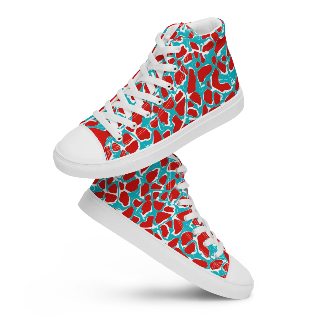 Turquoise Rapture on Men's High Top Canvas Shoes — Front