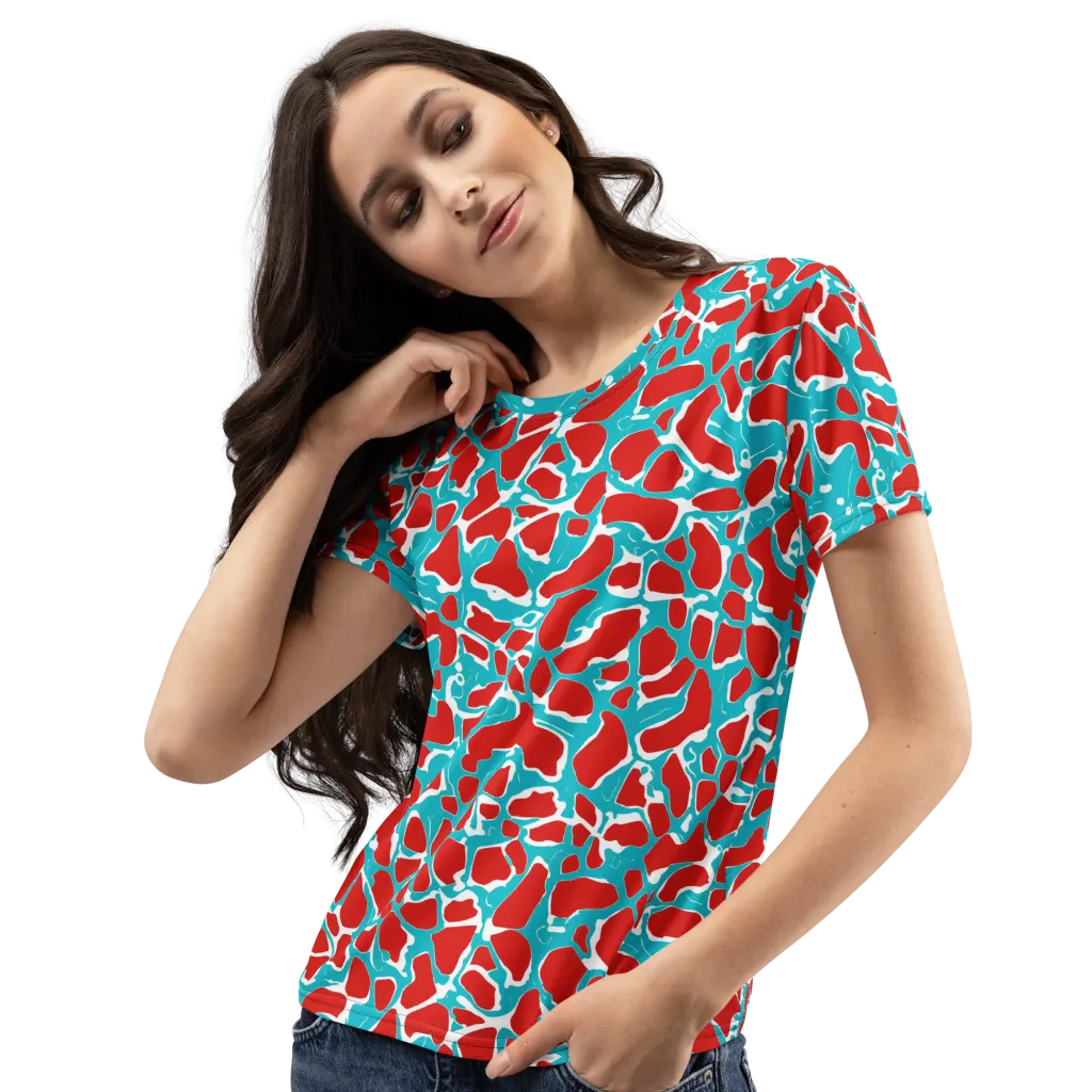 Turquoise Rapture on Women's Crew Neck T-Shirt — Left Front