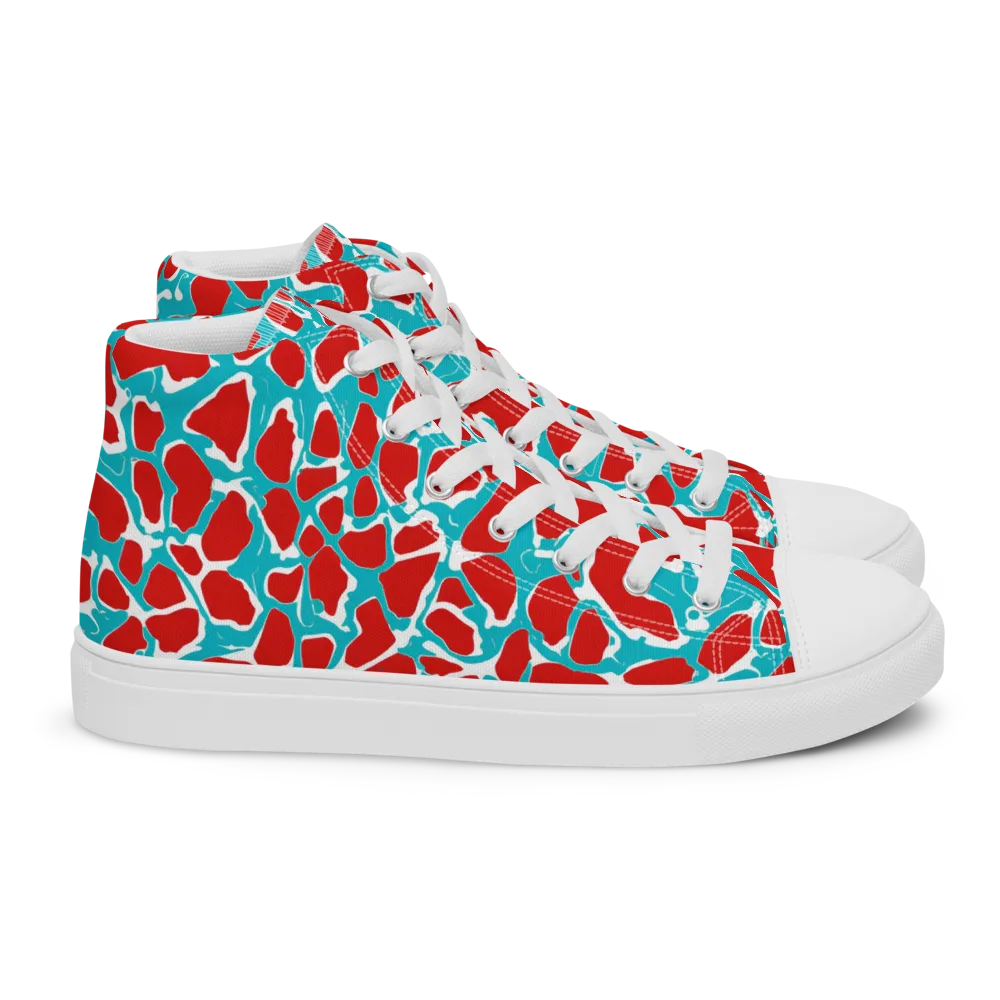 Turquoise Rapture on Women's High Top Canvas Shoes — Right
