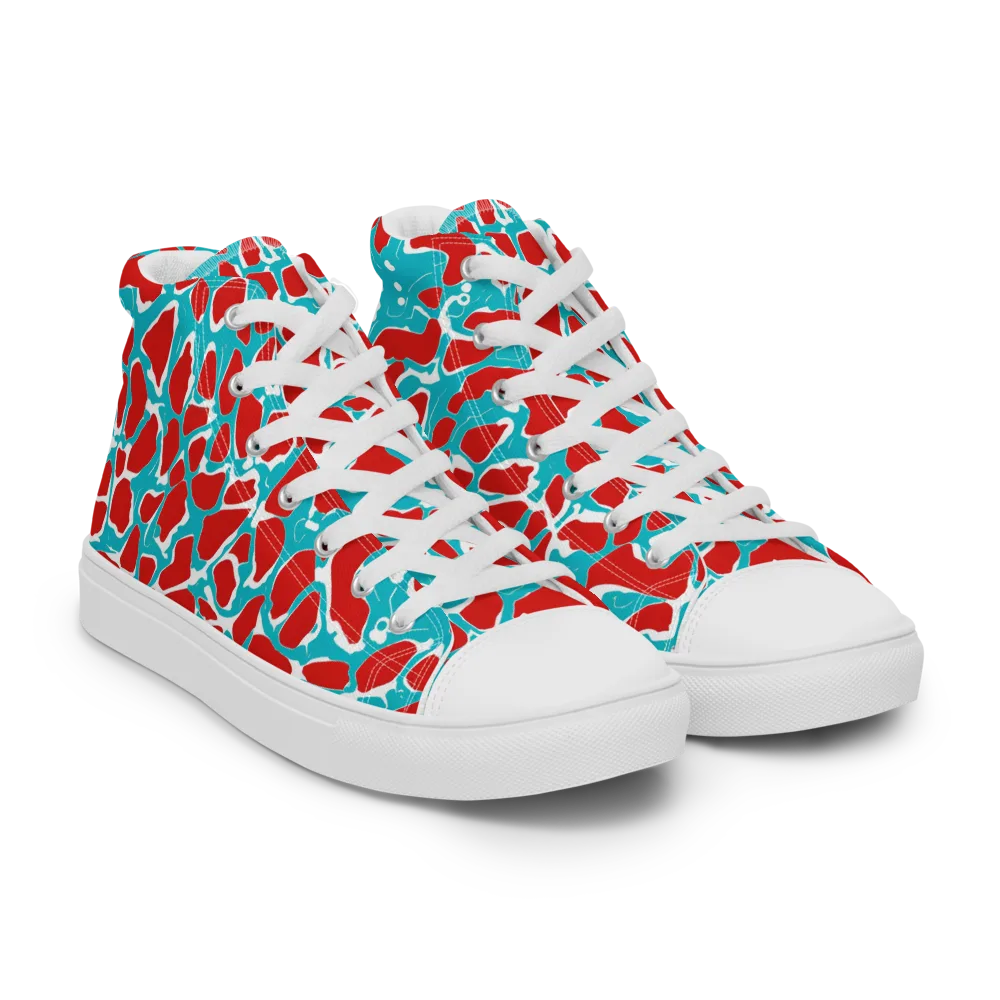 Turquoise Rapture on Women's High Top Canvas Shoes — Right Front