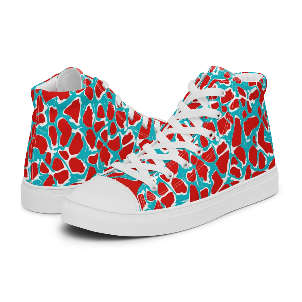 Turquoise Rapture on Women's High Top Canvas Shoes — Left