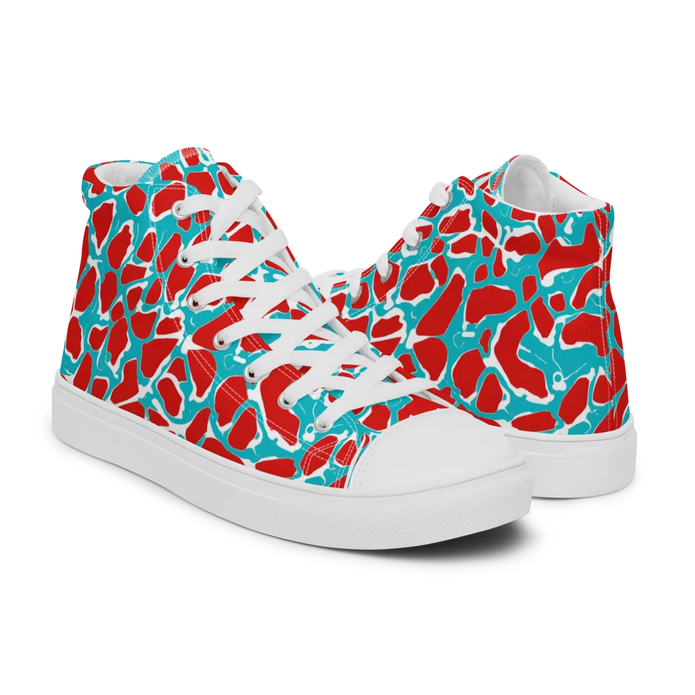 Turquoise Rapture on Women's High Top Canvas Shoes — Right