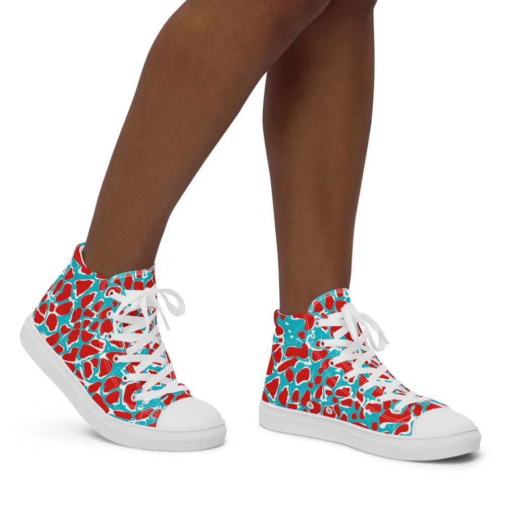 Turquoise Rapture on Women's High Top Canvas Shoes — Right