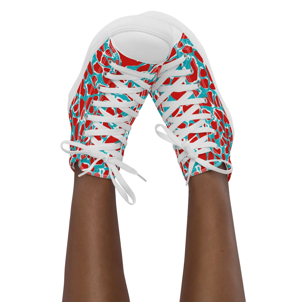 Turquoise Rapture on Women's High Top Canvas Shoes — Front