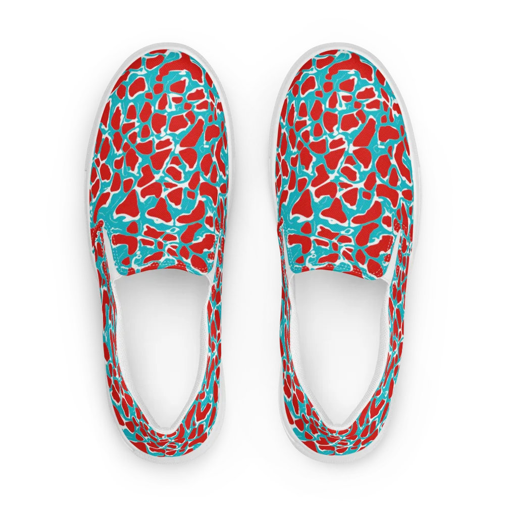Turquoise Rapture on Men's Slip-On Canvas Shoes — Front
