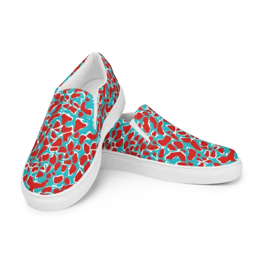 Turquoise Rapture on a Men's Slip-On Canvas Shoes