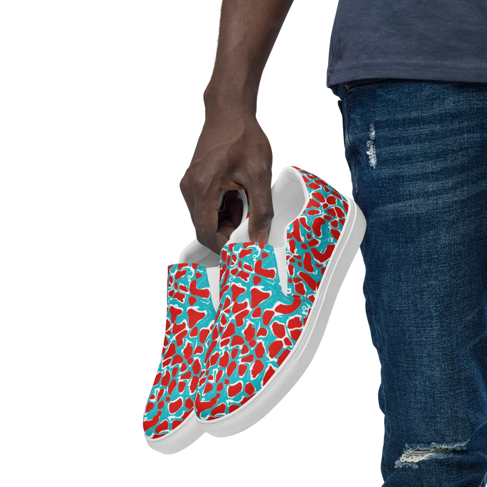 Turquoise Rapture on Men's Slip-On Canvas Shoes — Left Front