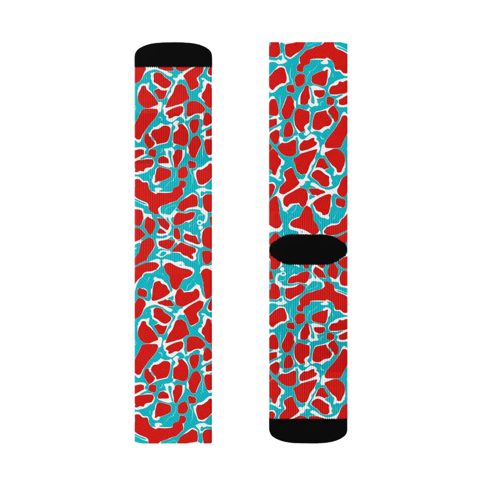 Turquoise Rapture on Socks — Left Sock