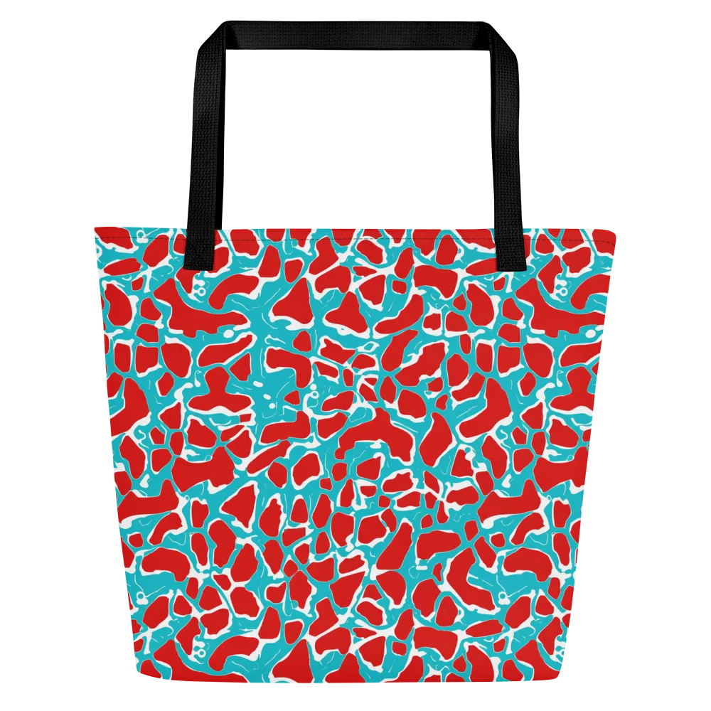 Turquoise Rapture on Large Tote Bag W/ Pocket — Front