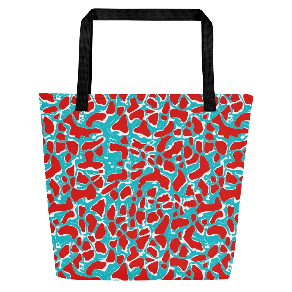 Turquoise Rapture on Large Tote Bag W/ Pocket — Front