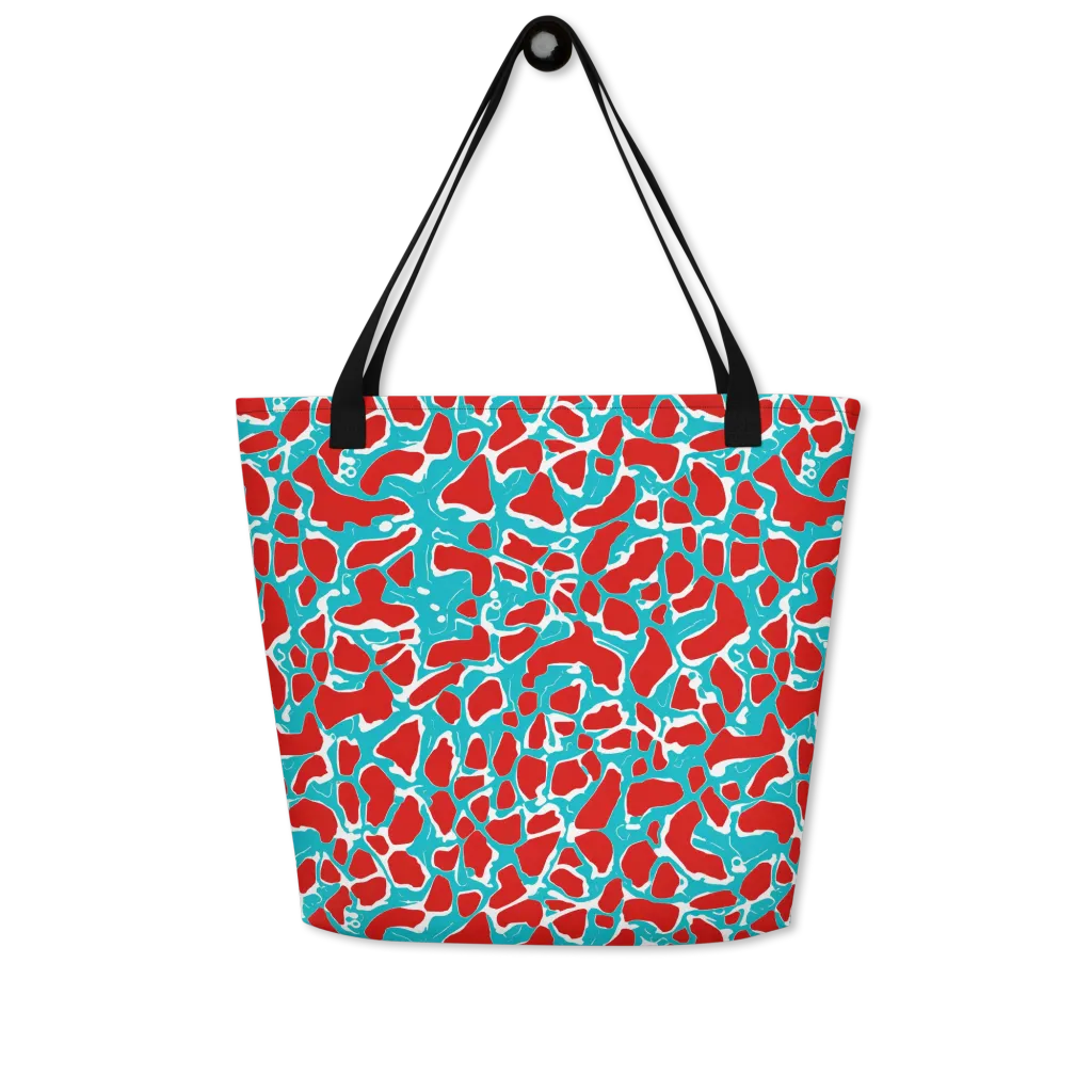 Turquoise Rapture on Large Tote Bag W/ Pocket — Front