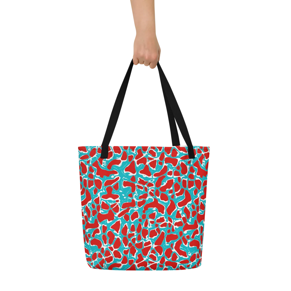 Turquoise Rapture on Large Tote Bag W/ Pocket — Front