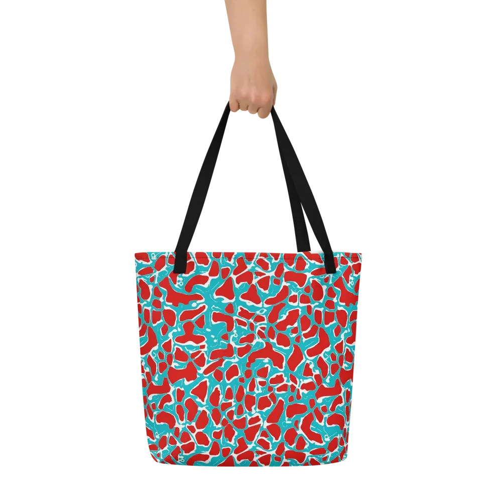 Turquoise Rapture on Large Tote Bag W/ Pocket — Front