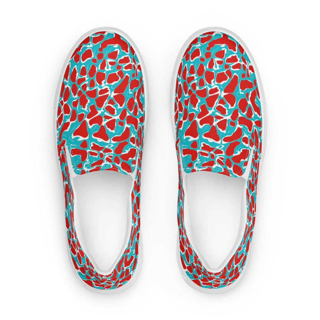 Turquoise Rapture on Women's Slip-On Canvas Shoes — Front
