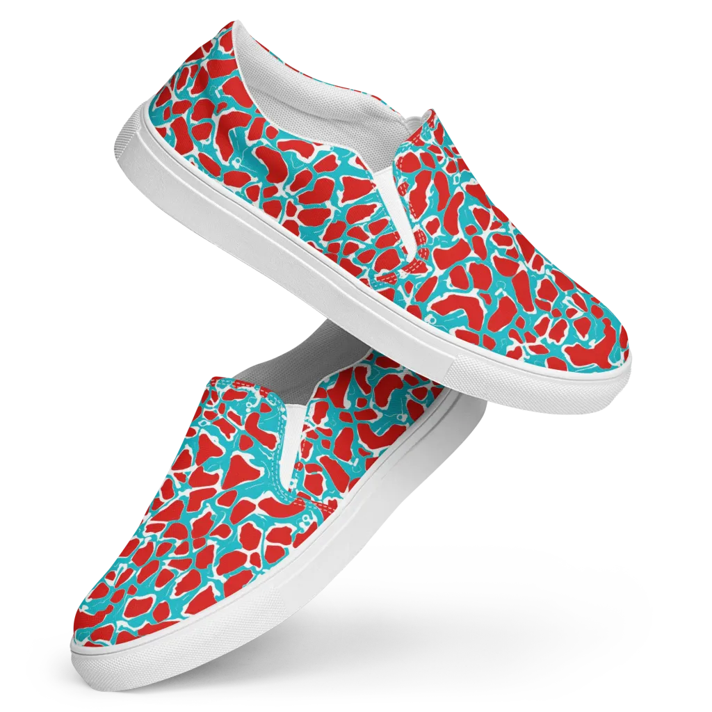 Turquoise Rapture on Women's Slip-On Canvas Shoes — Front