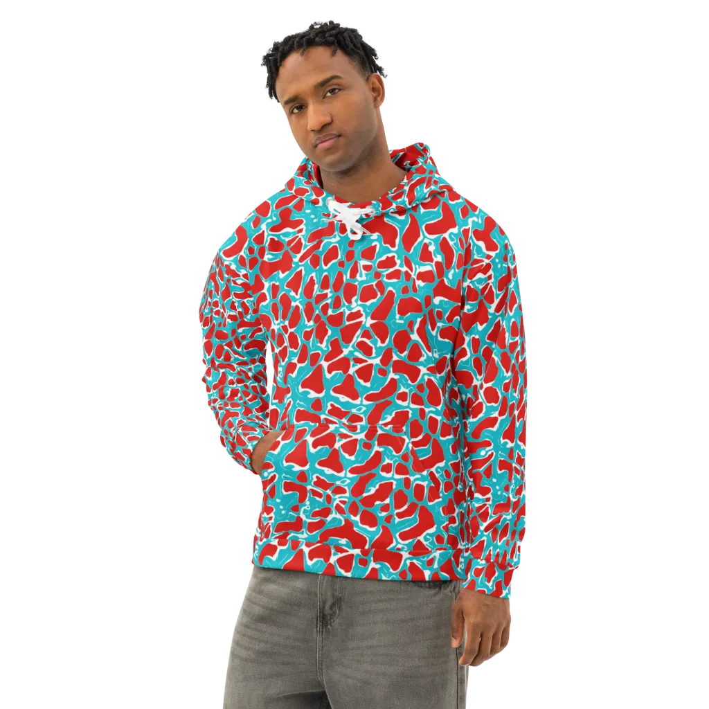 Turquoise Rapture on Cotton Hoodie — Left Front