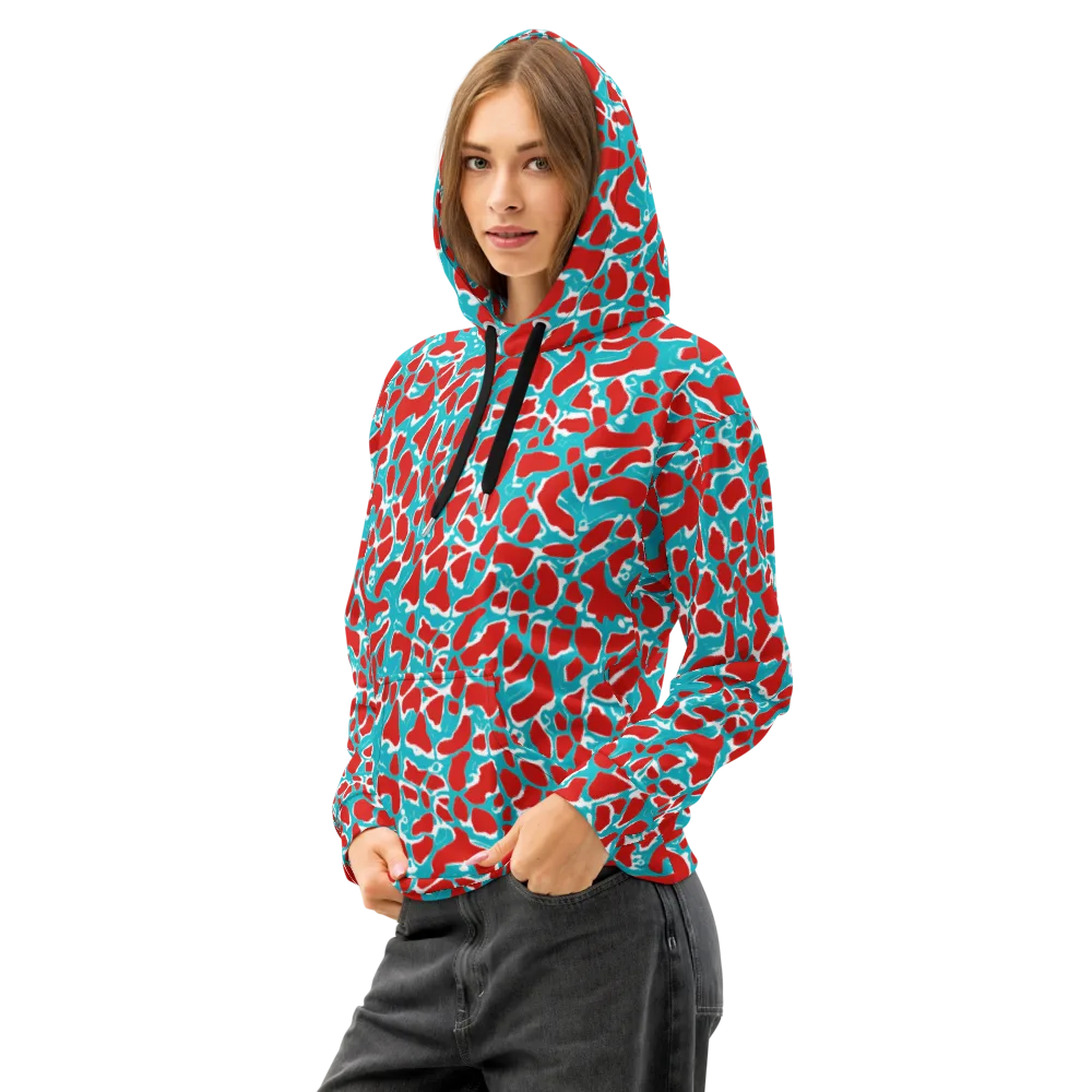 Turquoise Rapture on Cotton Hoodie — Left Front
