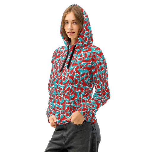 Turquoise Rapture on a Cotton Hoodie