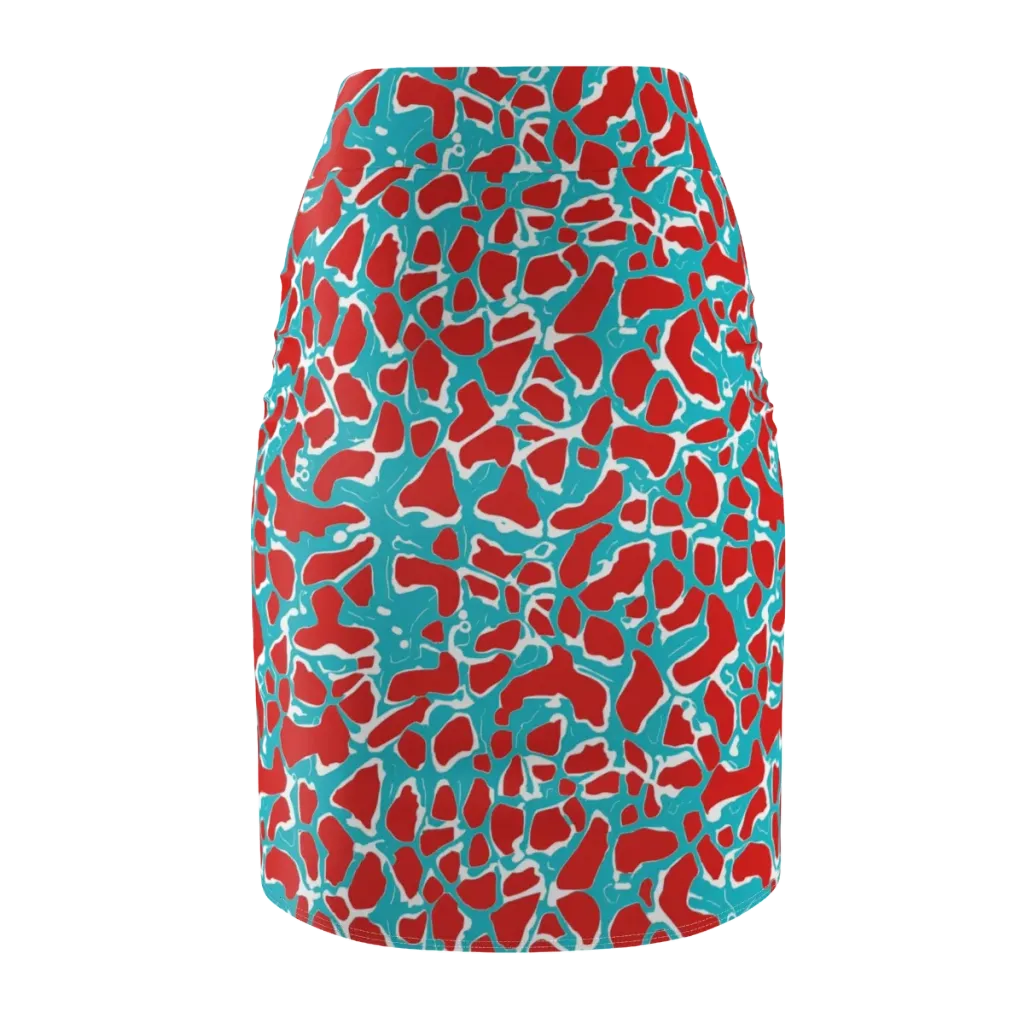 Turquoise Rapture on Pencil Skirt — Back