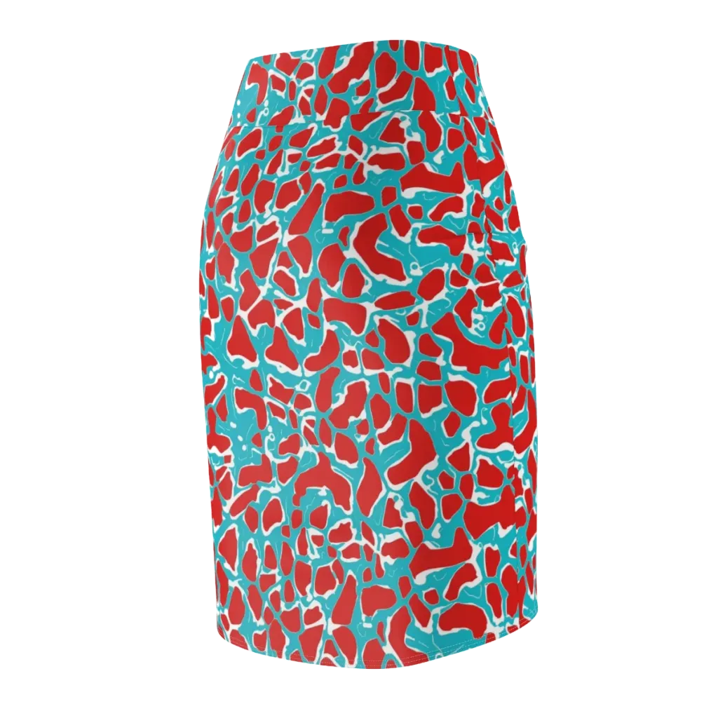Turquoise Rapture on Pencil Skirt — Back Side