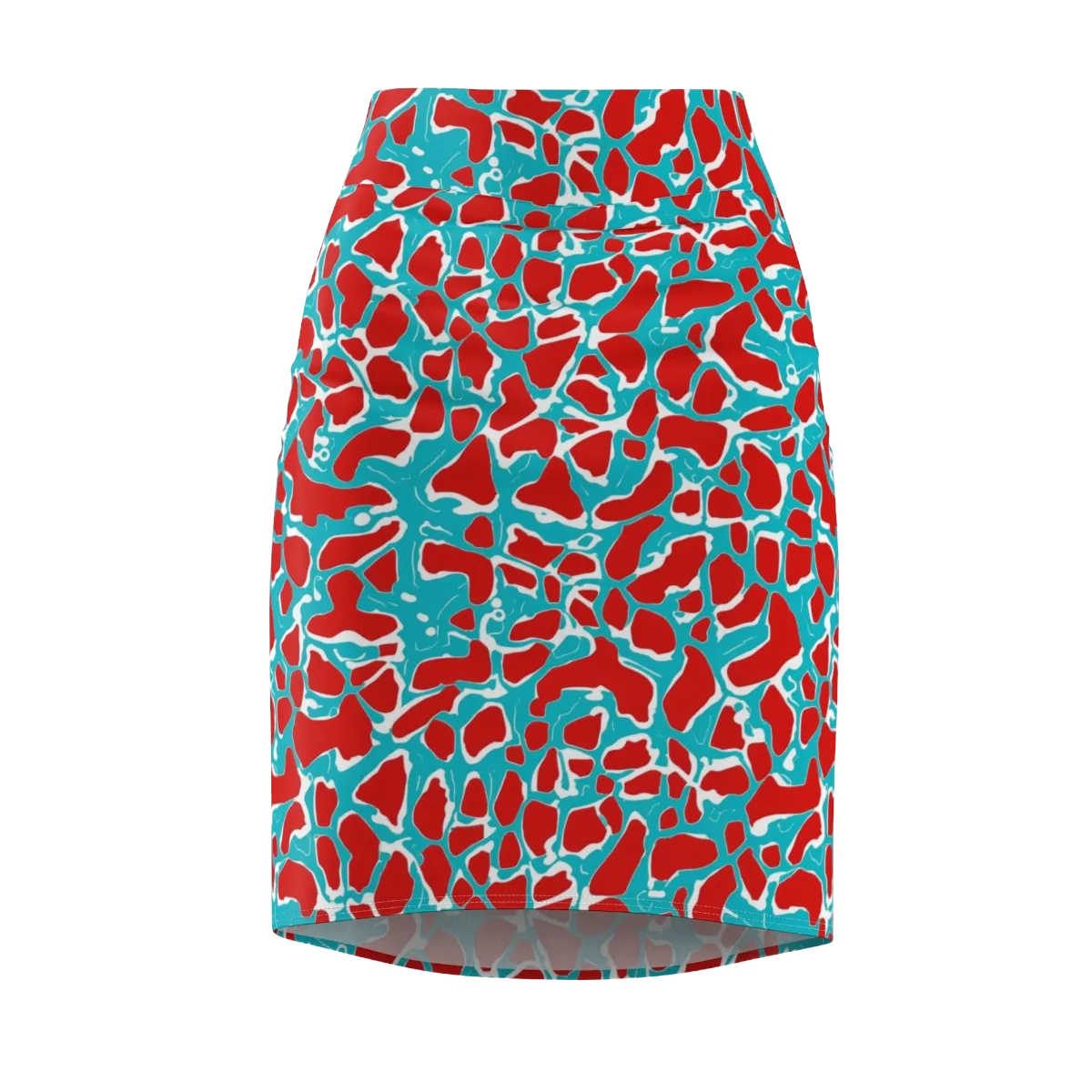 Turquoise Rapture on Pencil Skirt — Front