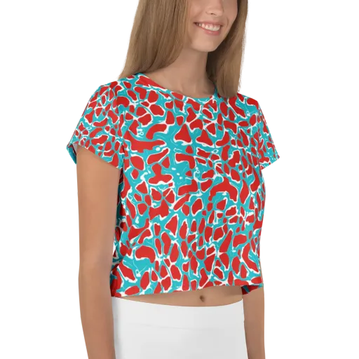 Turquoise Rapture on a Crop Tee