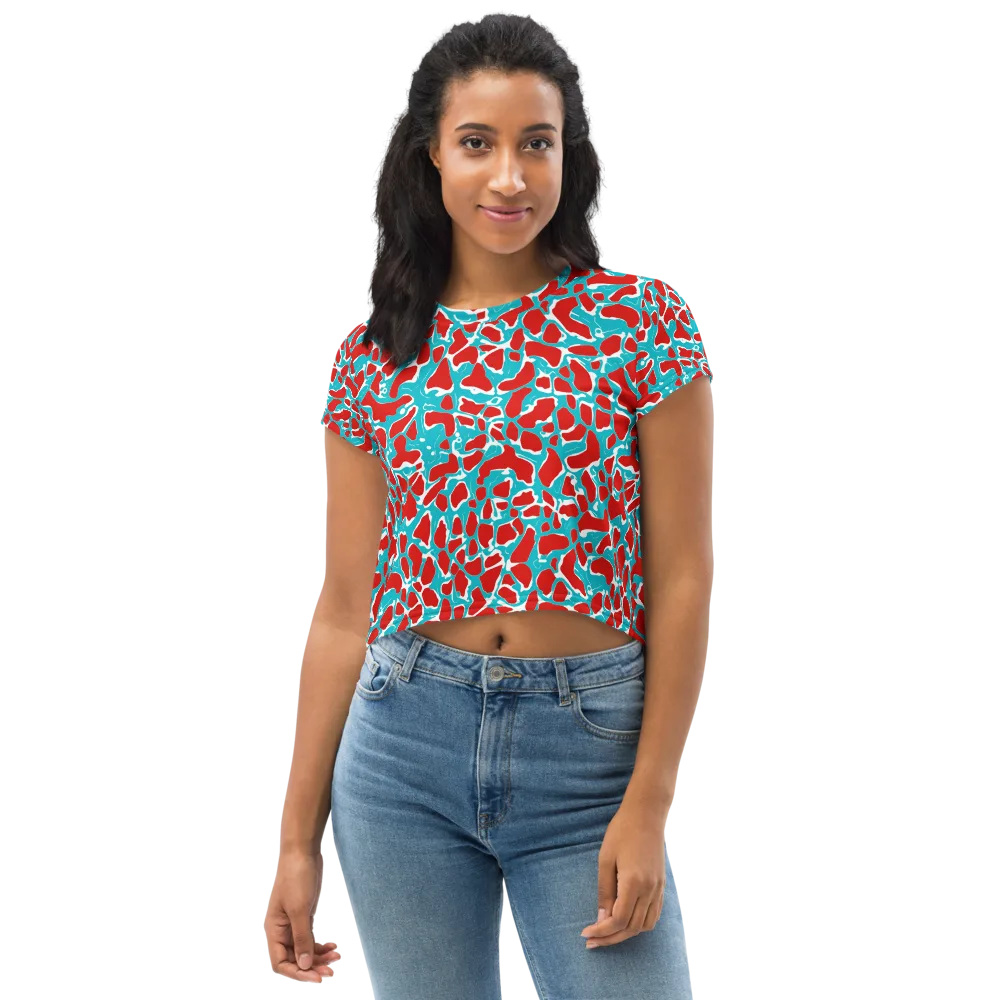 Turquoise Rapture on Crop Tee — Front
