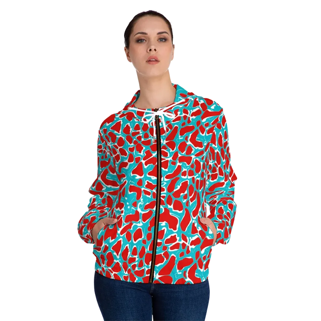 Turquoise Rapture on Women's Full-Zip Hoodie — Front On Person