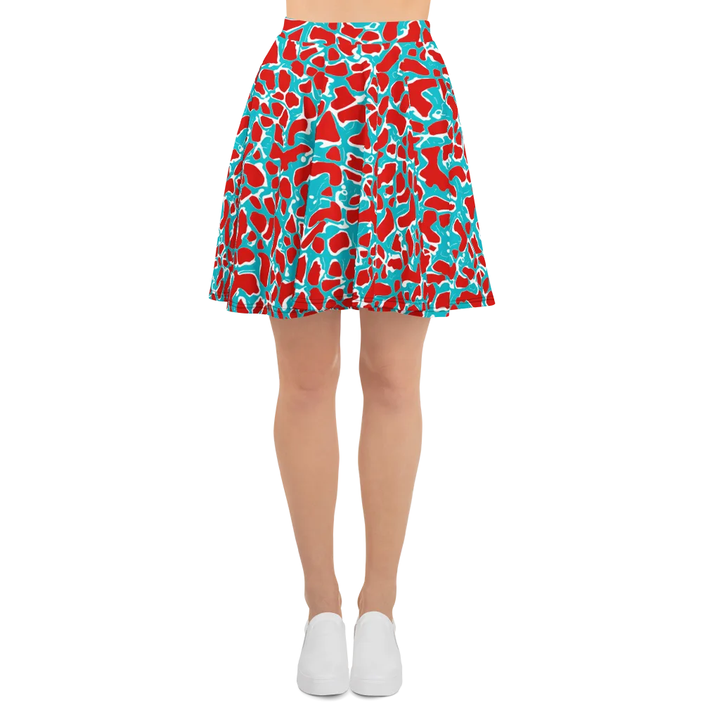 Turquoise Rapture on Skater Skirt — Front