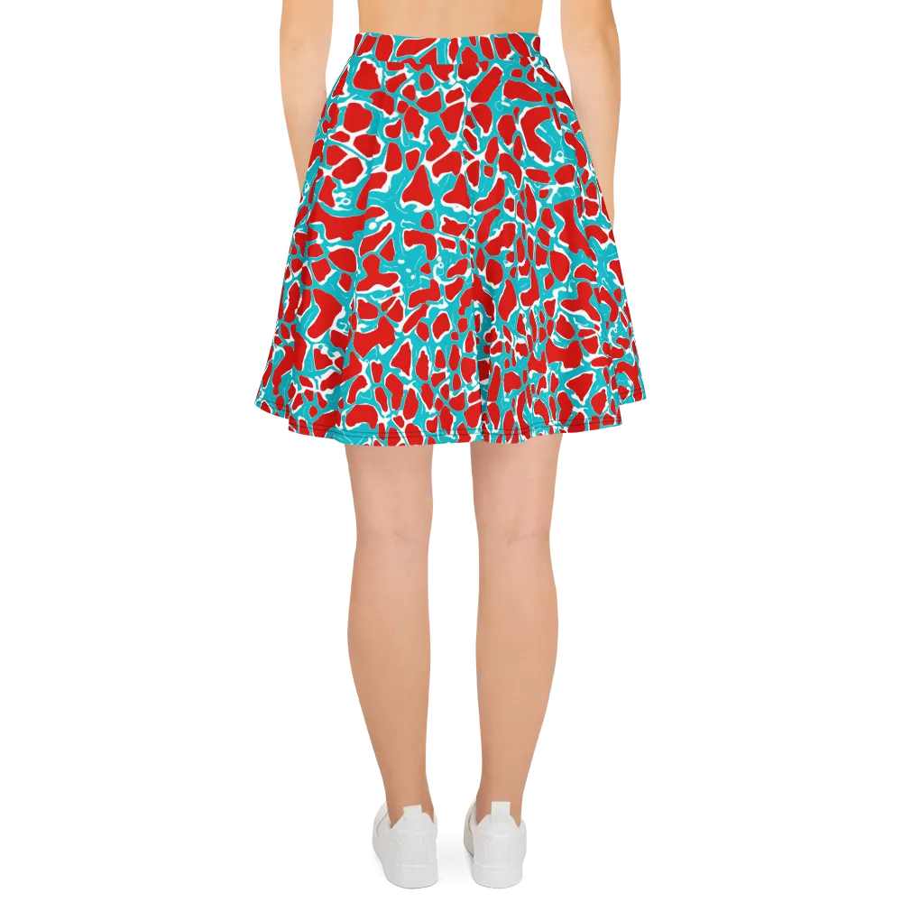 Turquoise Rapture on Skater Skirt — Back