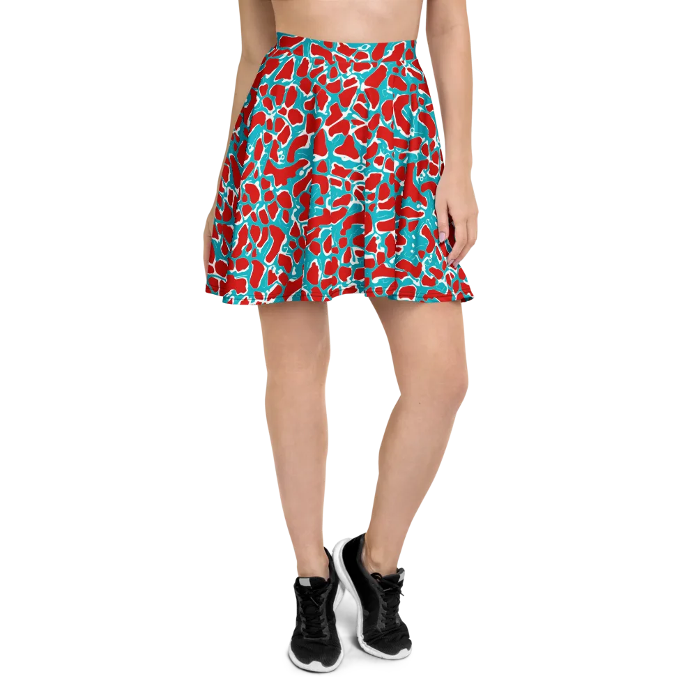 Turquoise Rapture on Skater Skirt — Front