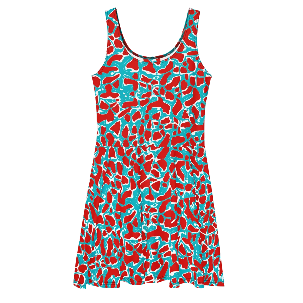 Turquoise Rapture on Skater Dress — Front