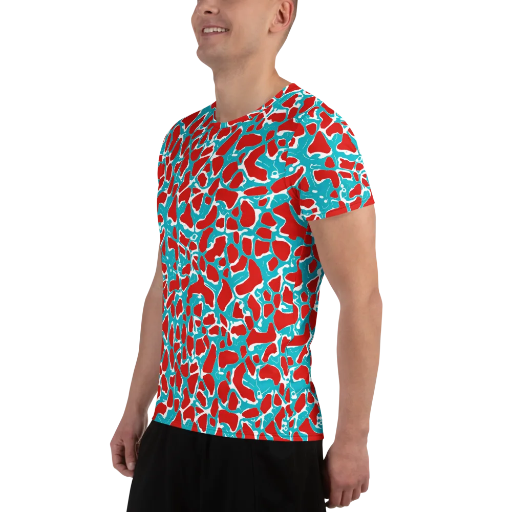 Turquoise Rapture on Men's Athletic T-Shirt — Left