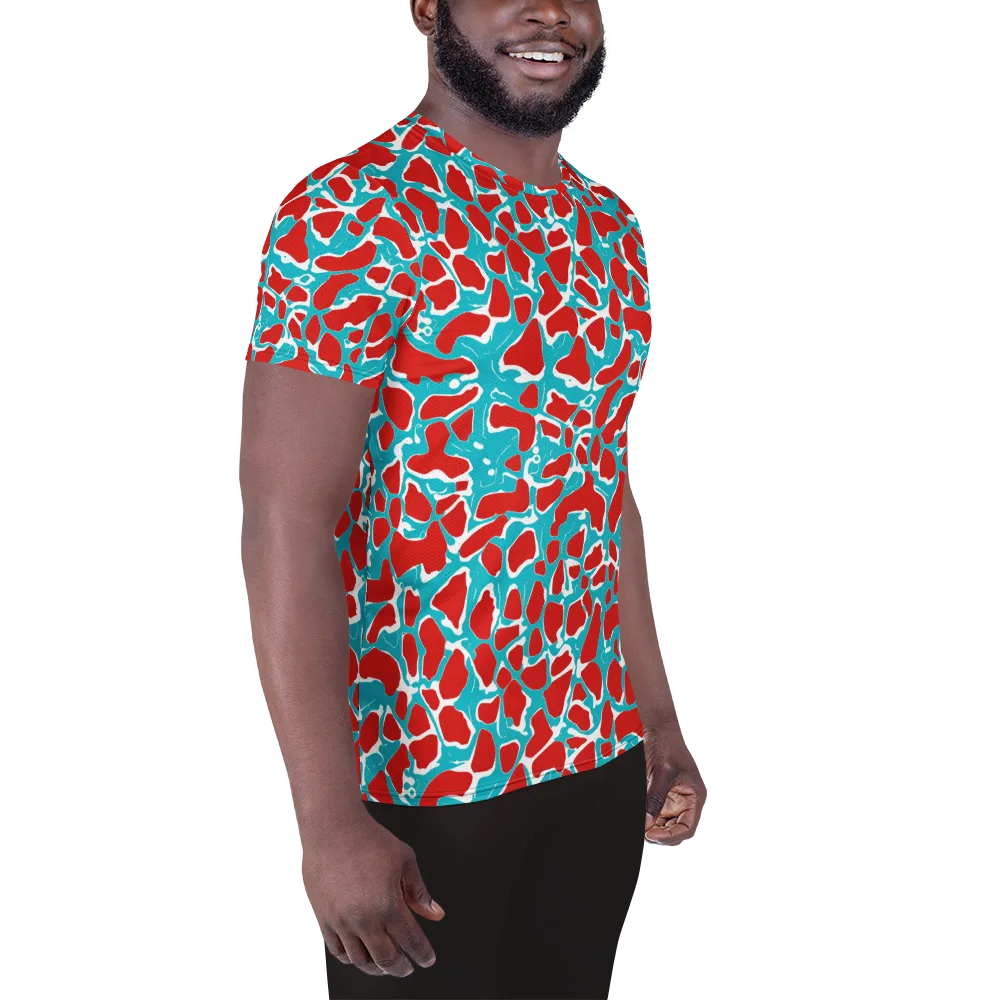 Turquoise Rapture on Men's Athletic T-Shirt — Right