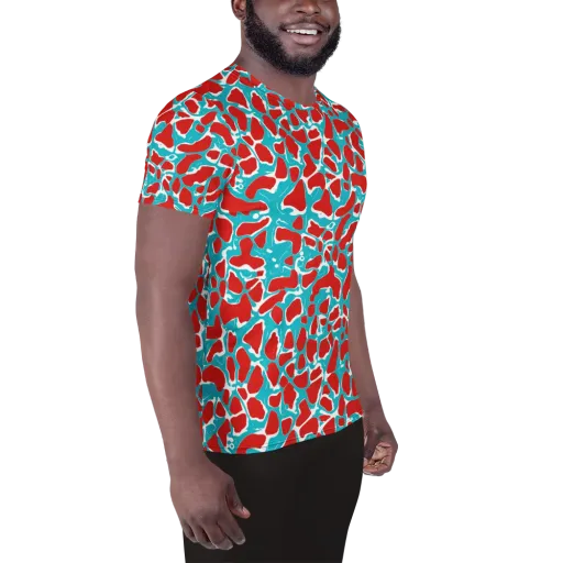 Turquoise Rapture on a Men's Athletic T-Shirt