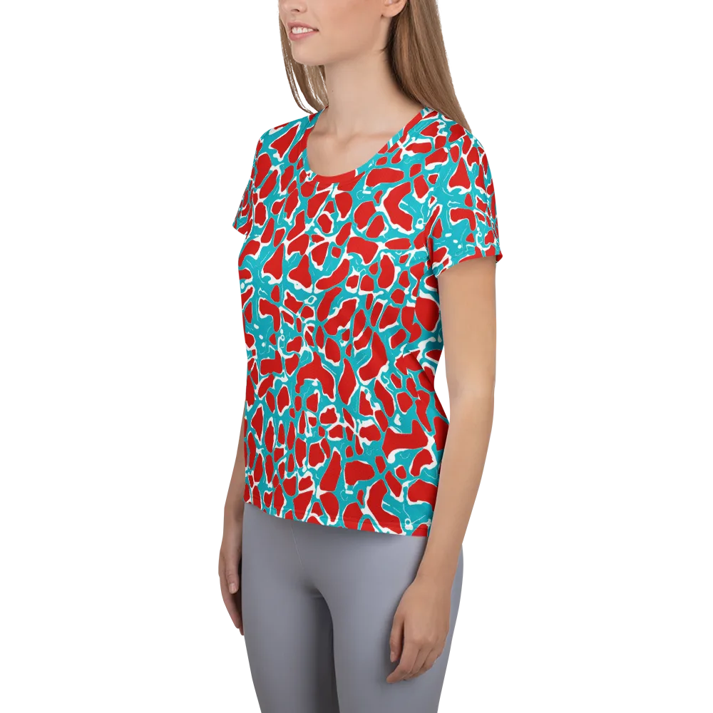 Turquoise Rapture on Women's Athletic T-Shirt — Left