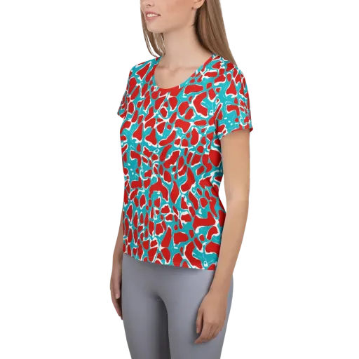 Turquoise Rapture on a Women's Athletic T-Shirt