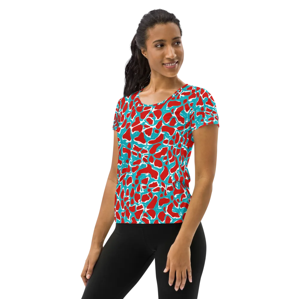 Turquoise Rapture on Women's Athletic T-Shirt — Left