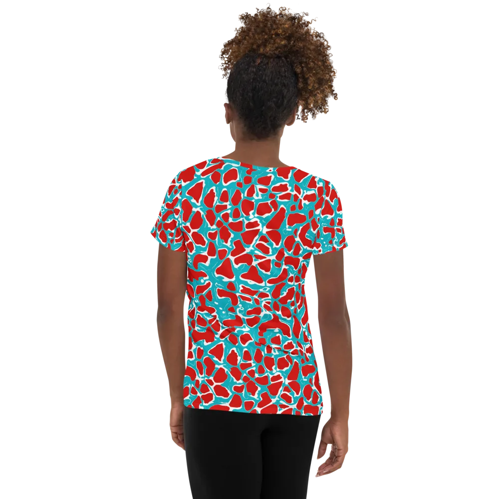 Turquoise Rapture on Women's Athletic T-Shirt — Back